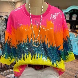 Multi-Color Neon Sequin Tee